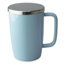 FORLIFE Dew 18oz Brew-In-Mug w/ Infuser & Mirror Lid, Glossy Turquoise Finish