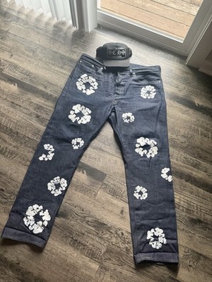 Denim Tears Levi's 501 Dark Wash Blue/White Floral SIZE 40  