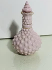 Pink Milk Glass Vintage Hobnail Perfume Bottle With Gold Trim Japan