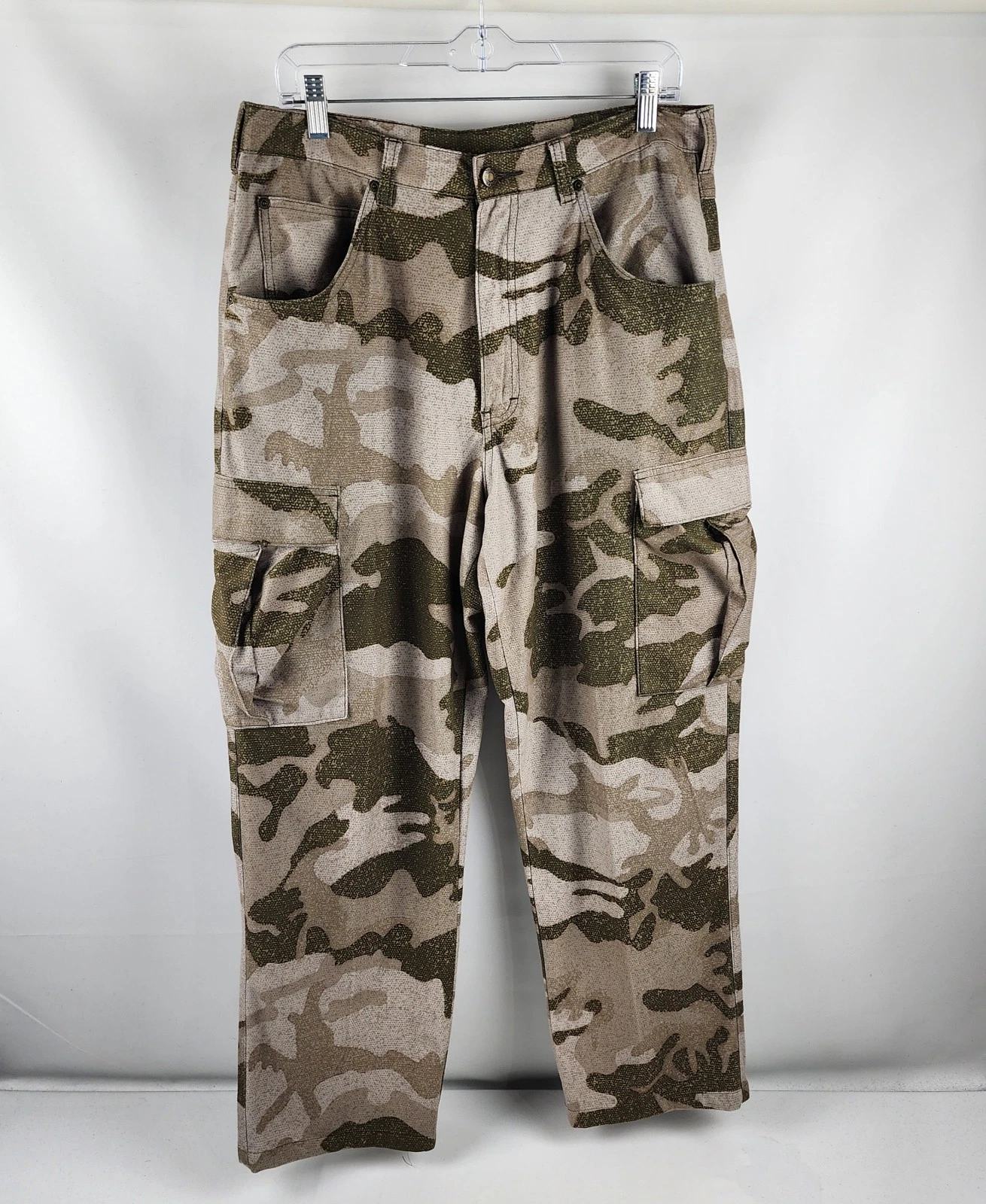 Cabelas Pants Mens 34 Tall Green Multicolor Camo Cargo Lightweight 5 Pocket