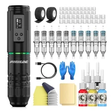 Padieoe Tattoo Gun Kit, Kit Wireless Machine Medium, Cool black 