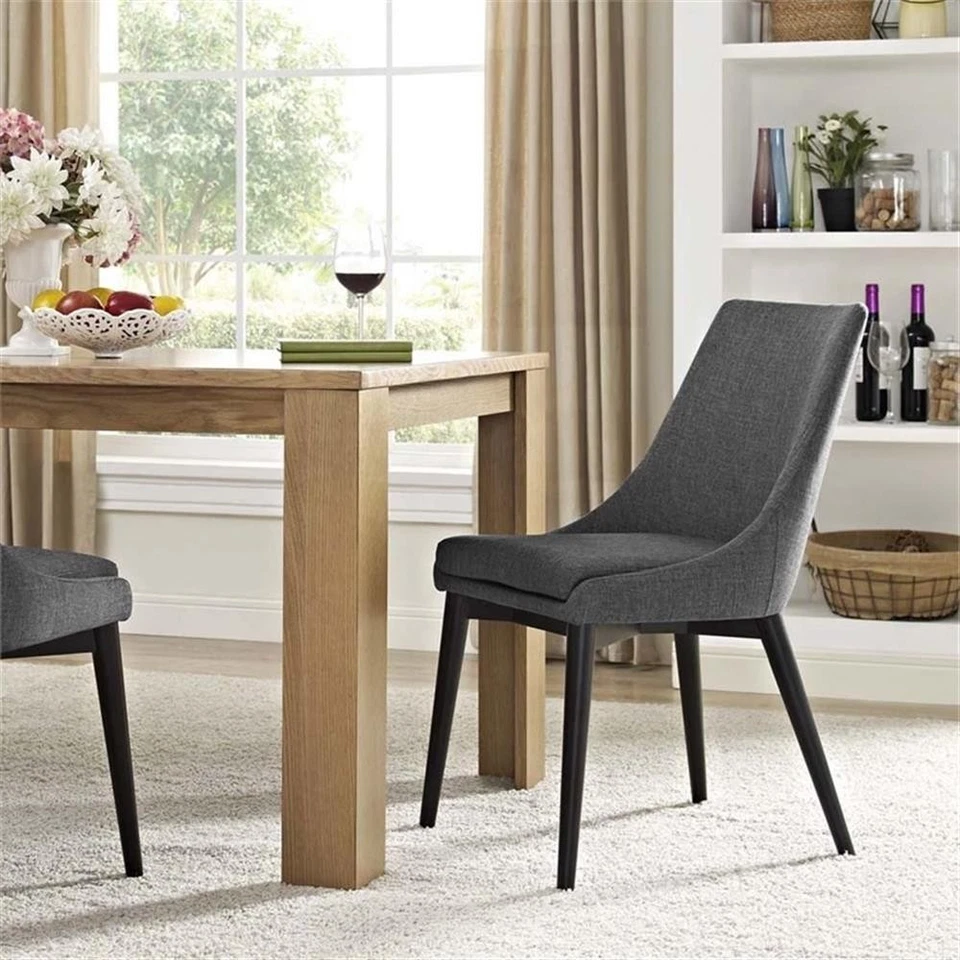 Modway Viscount 19" Solid Rubberwood and Fabric Dining Chair in Gray - Image 2 of 4