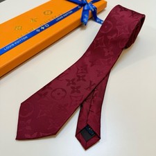 Louis Vuitton Classic Men's Silk Tie Red Monogram Print Logo Pattern