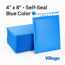Villago #000 Blue Bubble Mailers 4x8 Self-Seal Padded Envelopes – 50/100/1000