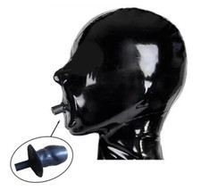 Latex mask closed eyes 15cm long nose tube mouth sheath 0.4mm