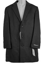 Kenneth Cole Men's Moretti Single Button Front Wool Coat, Black, 42R or 46R