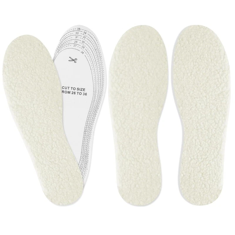 2 Pairs Insoles Soft Warm Winter Thick Inner Soles Sheep Wool Shoes Boot Pad