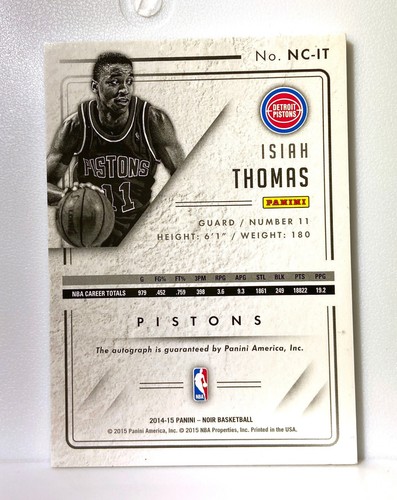 2014-15 Panini Noir Basketball - Isiah Thomas Auto Gold Tinte auf Karte / 20 NC-IT - Bild 2 von 2