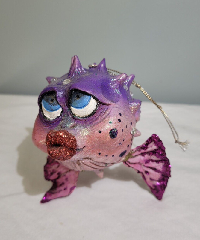 Babs The Blowfish Christmas Ornaments December Diamonds Glitter Lips Purple