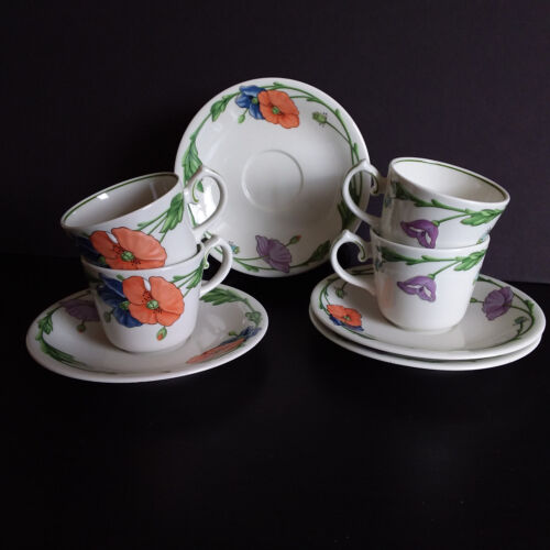 "AMAPOLA" 4 Cup @ 4 Saucer Set 1981 - 2001 Germany Villeroy @ Boch Vintage - Picture 14 of 15