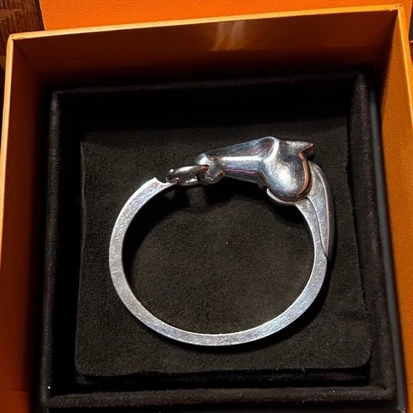 【HERMES】Galop Hermes bracelet, small model HERMES Galop Bracelet Small Model Sterling Silver sz LG