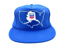 VINTAGE Chevron Hat Alaska Adjustable Snapback Otto Cap Blue Gas Oil