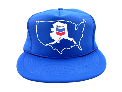 #ad VINTAGE Chevron Hat Alaska Adjustable Snapback Otto Cap Blue Gas Oil $13.49