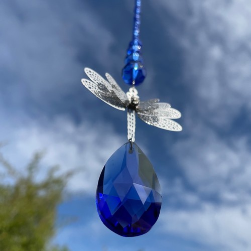 New Hanging 3D Dragonfly Sun Catcher with Blue Glass Beads and Droplet ~ Window - Picture 22 of 24