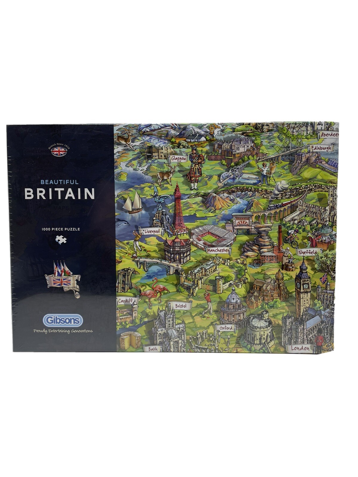 Gibsons Beautiful Britain Jigsaw Puzzle 1000 Piece -Sealed - Uk Map Design G7080