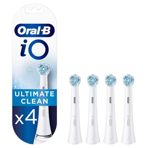 Oral B iO Ultimate Clean Brush Heads in White 4 Pack Twisted & Angled Bristles - Picture 1 of 6