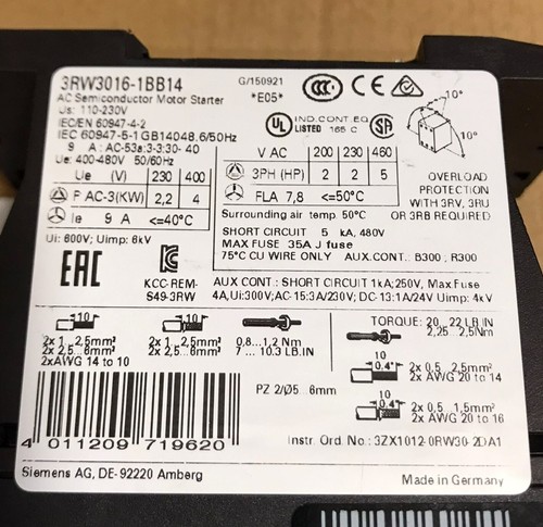Un nuevo motor 3RW3016-1BB14 arranque suave de DHL - Imagen 3 de 5