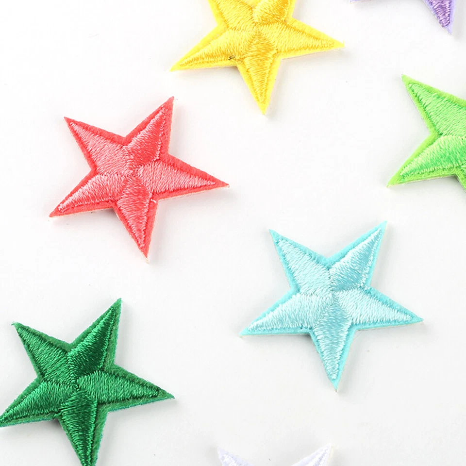 30 Star Embroidered Iron on Patches DIY Sew Applique Repair Patch for Hat Shoes - Image 2 of 4