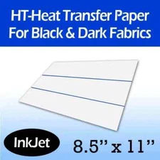 Inkjet sheets Iron On Heat Transfer Paper for Dark Fabrics 8.5" x 11" (10 PACK)