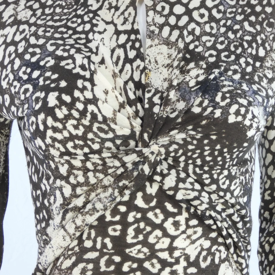 Blusa Top Emilio Pucci Estampado Animal Ajustada Cuello Simulado Cerradura De Colección Talla UK 10 Foto 4 de 4