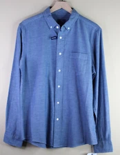 George Long Sleeve Poplin Men's Blue Chambray Button Down Size M (38-40)