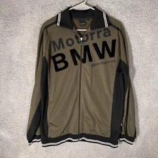 BMW Motorrad Motorcycle Track Jacket Mens SZ L Olive Green Black Full Zip Pocket