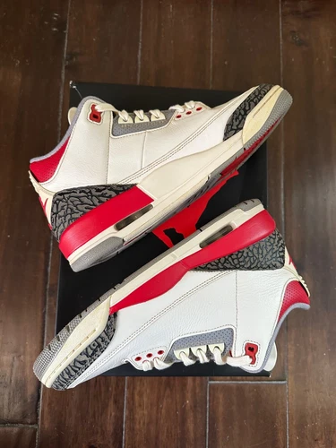 Custom ‘Aged’ Air Jordan 3 Retro Fire Red DN3707-160, Size 8.5M/10W, Brand New