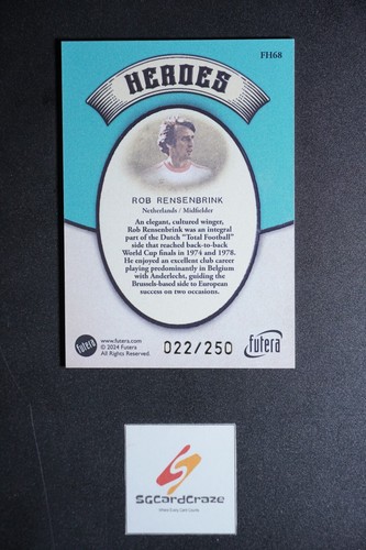 2024 Futera Vintage Soccer Heores ROB RENESNBRINK /250 - Picture 2 of 6