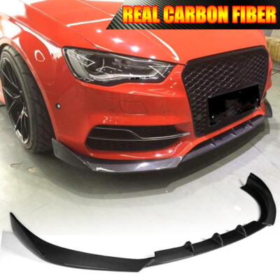 For Audi A3 Sline S3 Sedan 2013-2016 Carbon Fiber Front Bumper Lip Chin Spoiler