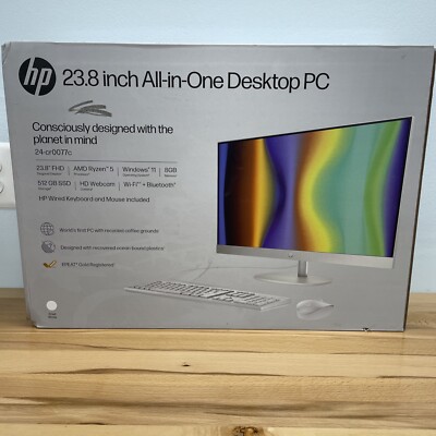 HP 23.8'' All-In-One Desktop PC (512GB SSD, 8GB RAM) 24-cr0077c - Shell White