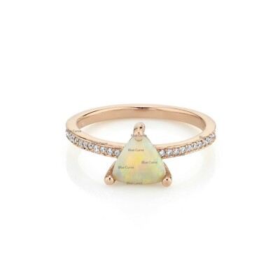 Ct Diamond Triangle Opal Engagement Ring 14k Yellow Gold