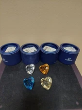 Swarovski SCS - 4 Pcs. - Blue 2006, Clear 07, Yellow 04, and Topaz 05 Hearts