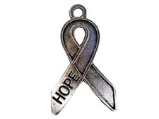 20pc Silver HOPE Cancer Ribbon Charm 2.4cm