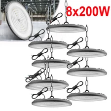 8Pack 200W UFO Led High Bay Lights Commercial Warehouse Factory Light Fixture
