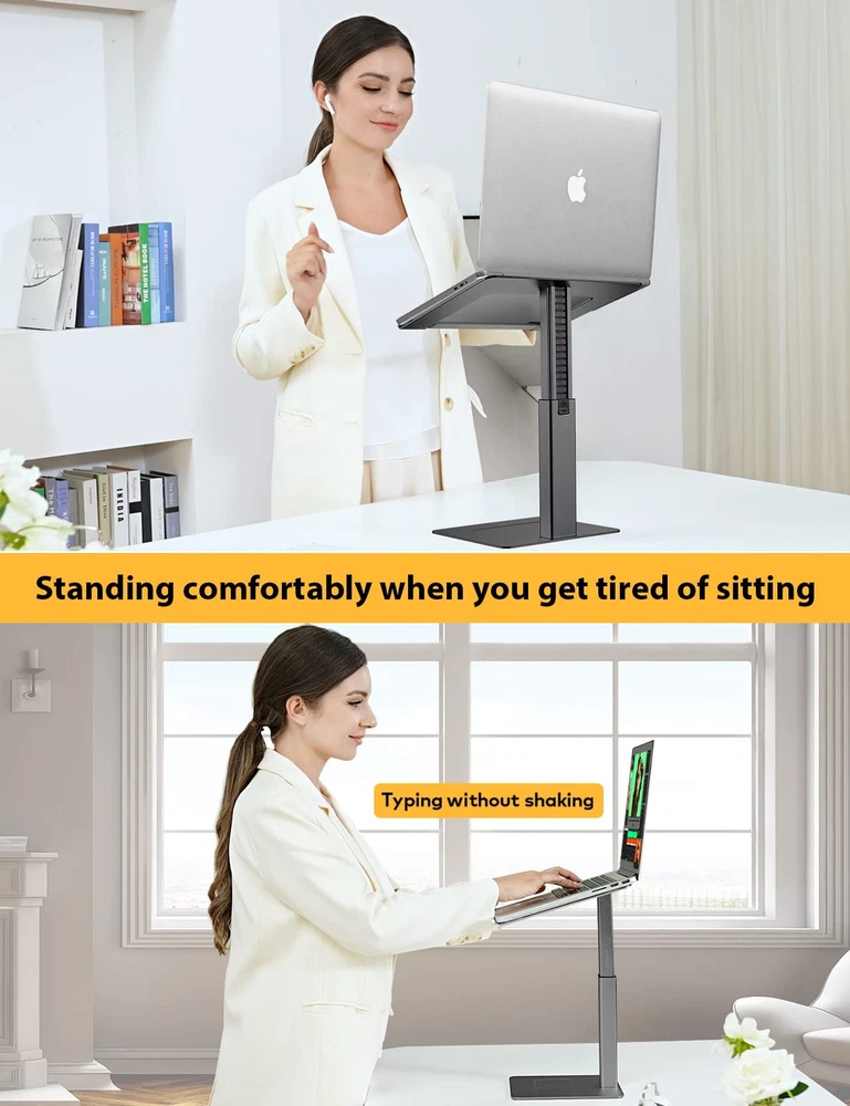 Laptop Stand for Desk, Ergonomic Sitting and Standing Laptop Riser for Notebo...