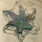 Vintage Murano Hand Blown Art Glass Starfish Bowl Italy 9½" x 3" Multicolor