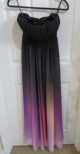 New Esvor Black Strapless Tube Top Chiffon Multicolor Prom Dress Long Gown Sz 4