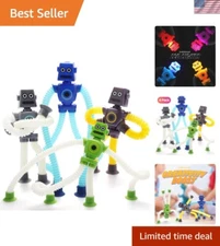 Versatile Suction Cup LED Robot Toy with Telescopic Pop Tubes for Active Kids