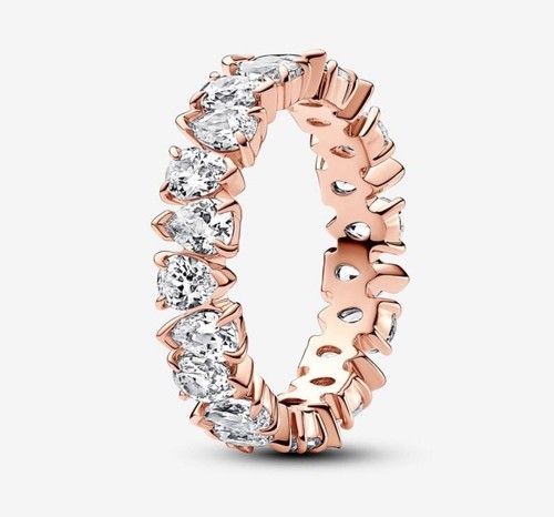 Pandora Timeless Alternating Sparkling Band Gold Plated Ring 183021C01-52