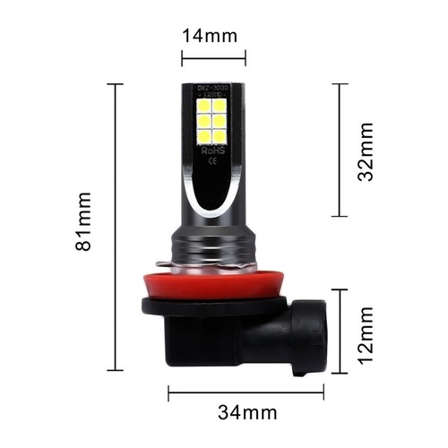 2pcs H11 H9 H8 3030 LED Faro 120W Fendinebbia Lampadine Bianco Véhicule Luce - Picture 5 of 12