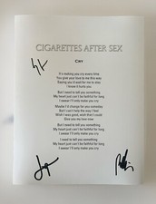 CIGARETTES AFTER SEX FULL BAND SIGNED CRY LYRIC SHEET AUTOGRAPH AUTHENTIC COA CIGARETTES AFTER SEX FULL BAND SIGNED CRY LYRIC SHEET AUTOGRAPH AUTHENTIC COA