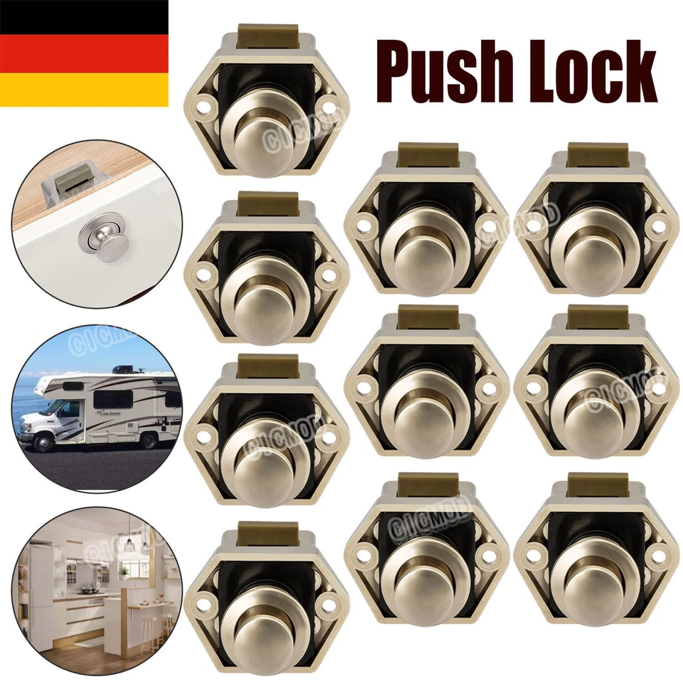 5/10x Push Lock Möbelschloss Druckschlösser Möbelgriff Wohnmobil Camper Kabinett - Bild 2 von 4