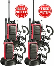 Long Range Walkie Talkie 4 Set 5 Mile Two Way Radio Charge Headset Waterproof