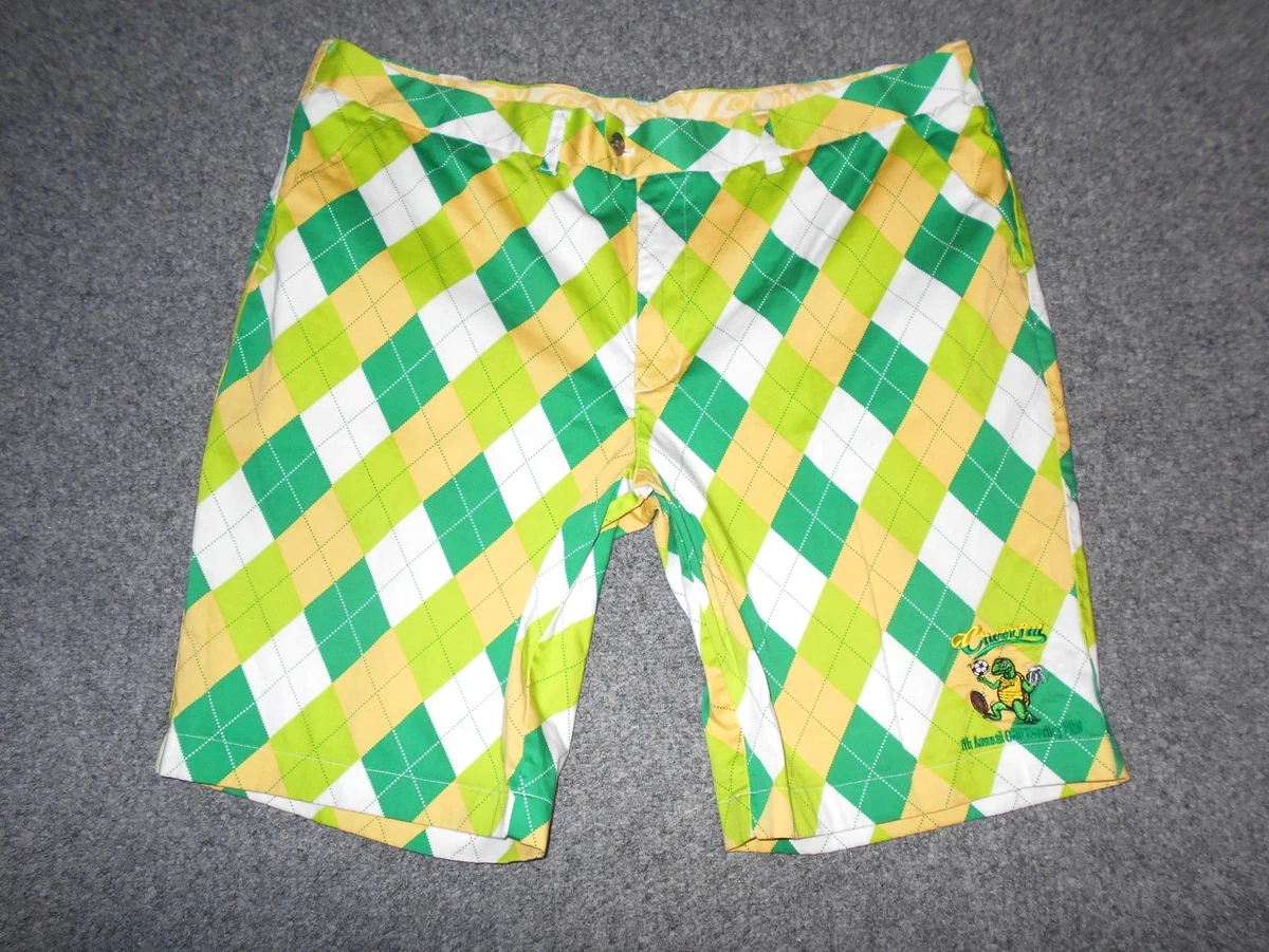 Short De Golf Loudmouth Homme Taille 32 – Vert Herbe, Camouflage, Stretch, Performance, Occasion