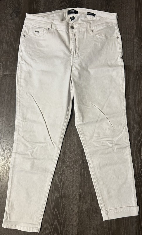Women’s Nine West Gramercy Skinny White Ankle Jeans Missy Size 16 GUC