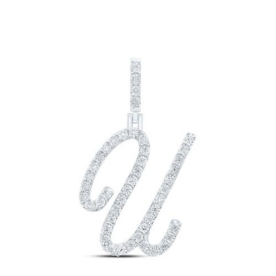 0,19 ctw natürlicher Diamant kursiver Anfangsbuchstabe U 925 Sterlingsilber