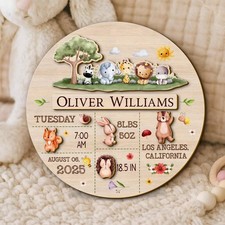 Personalized Baby Arrival Wooden Sign Birth Stats Name Reveal Hospital Decor
