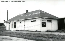 Greeley, Nebraska -  CB&Q  Railroad Depot RPPC Real Photo Postcard