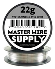 Stainless Steel 316L - 100ft - 22 Gauge Wire 22g - 0.65mm - 0.025in - Master Wir