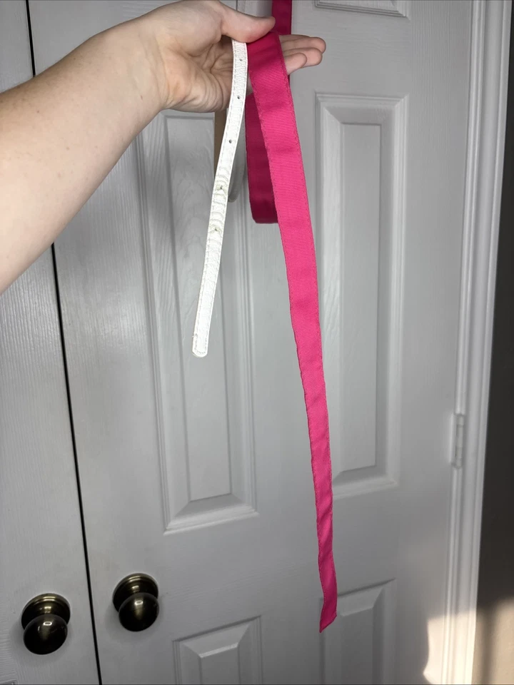 Lote de 2 Cinturones Mujer Blanco Imitación Cuero y Cinta Rosa Cintura Ajustada Accesorios Foto 2 de 4